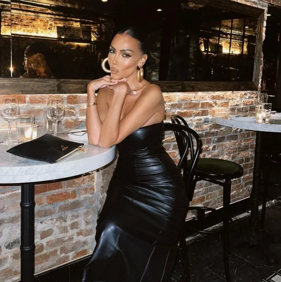 Zara Strapless Faux Leather Midi Dress - Picture 3 of 14